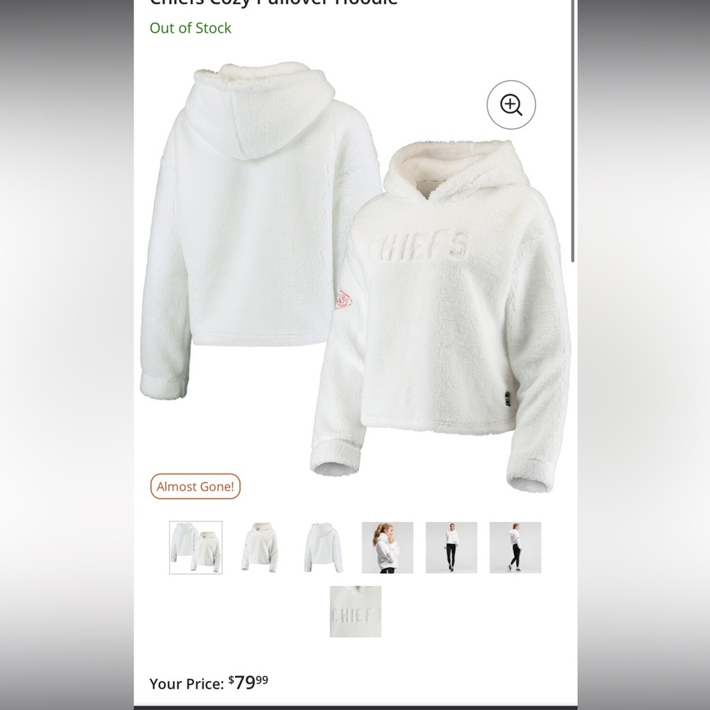 DKNY Sport White Kansas City Chiefs Cozy Pullover Hoodie